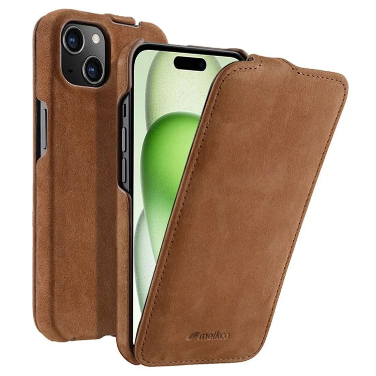 Melkco Bovine Leather Flip Case for iPhone 15 Series