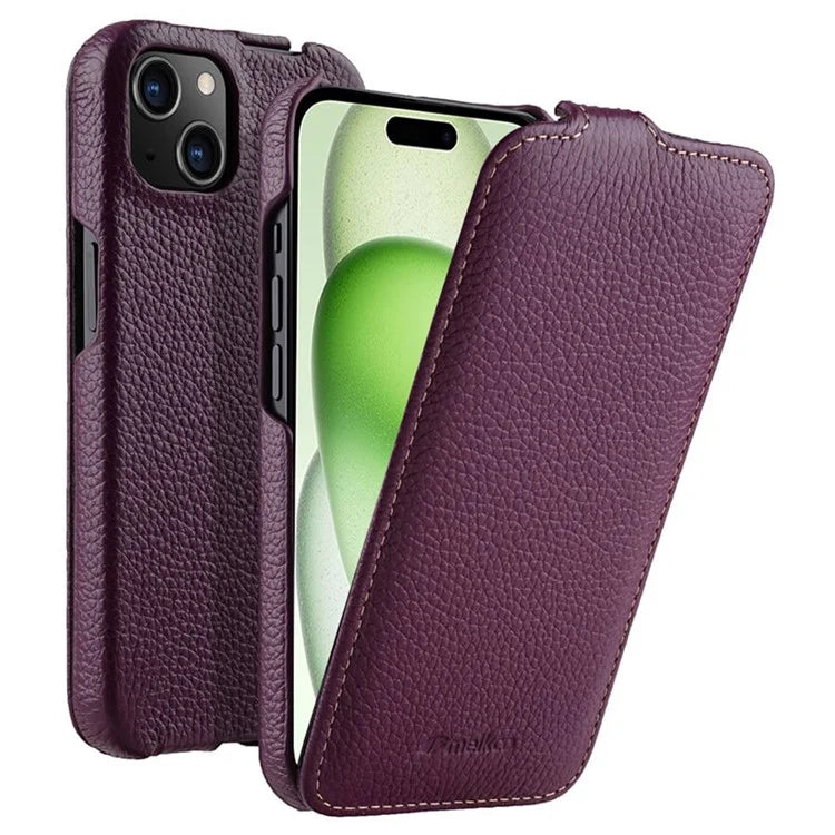 Melkco Bovine Leather Flip Case for iPhone 15 Series