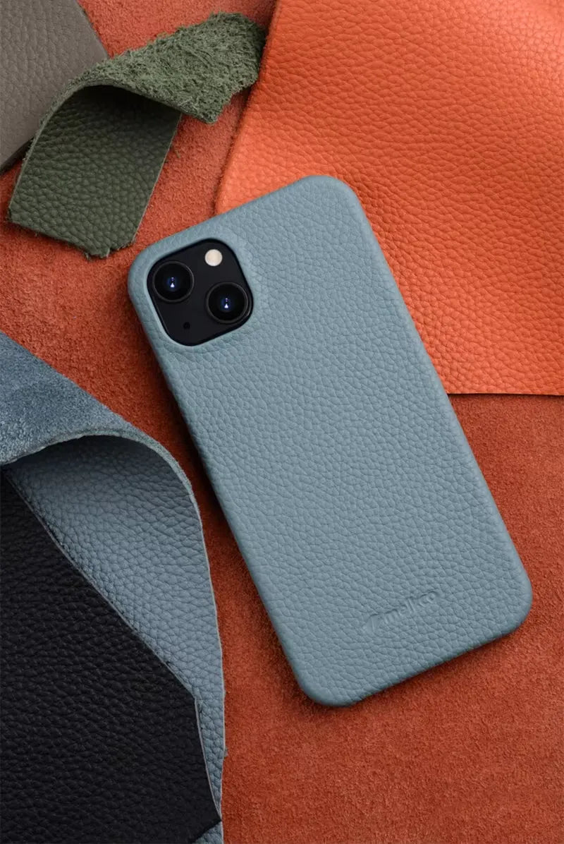 Melkco Bovine Leather iPhone Case (Linen Blue)