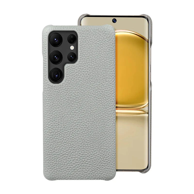 Luxury Natural Cowhide Lychee Leather Samsung Case