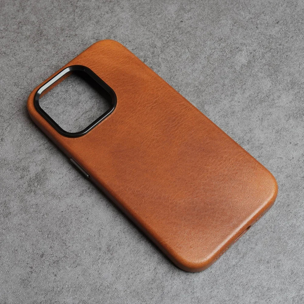 Premium Magnetic Tanned Cowhide Leather iPhone Case