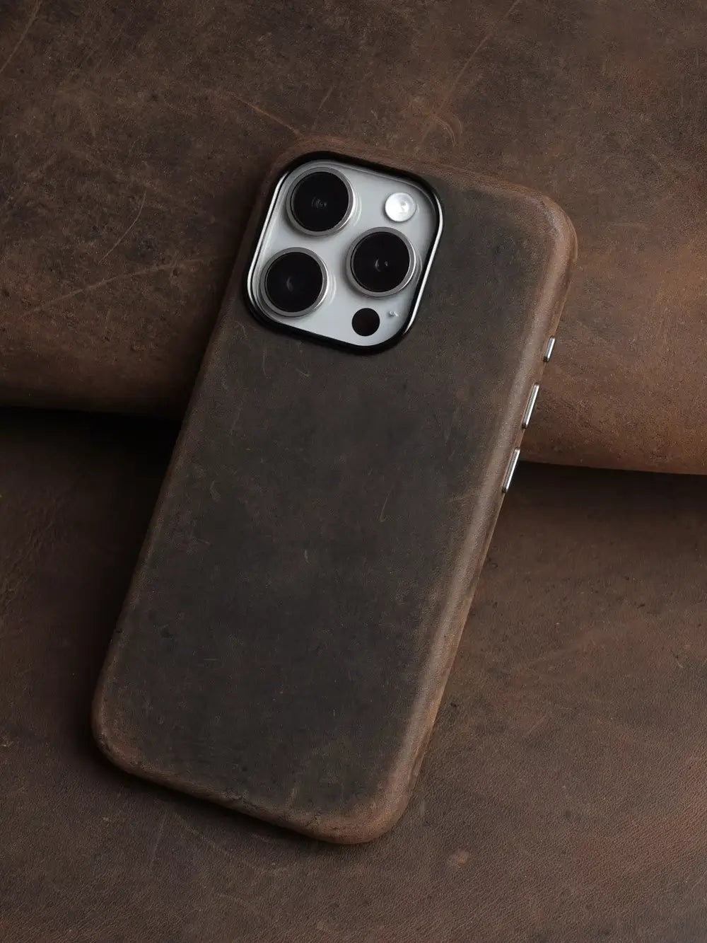 Crazy Horse Genuine Leather Case for iPhone (Ferruginous Brown)