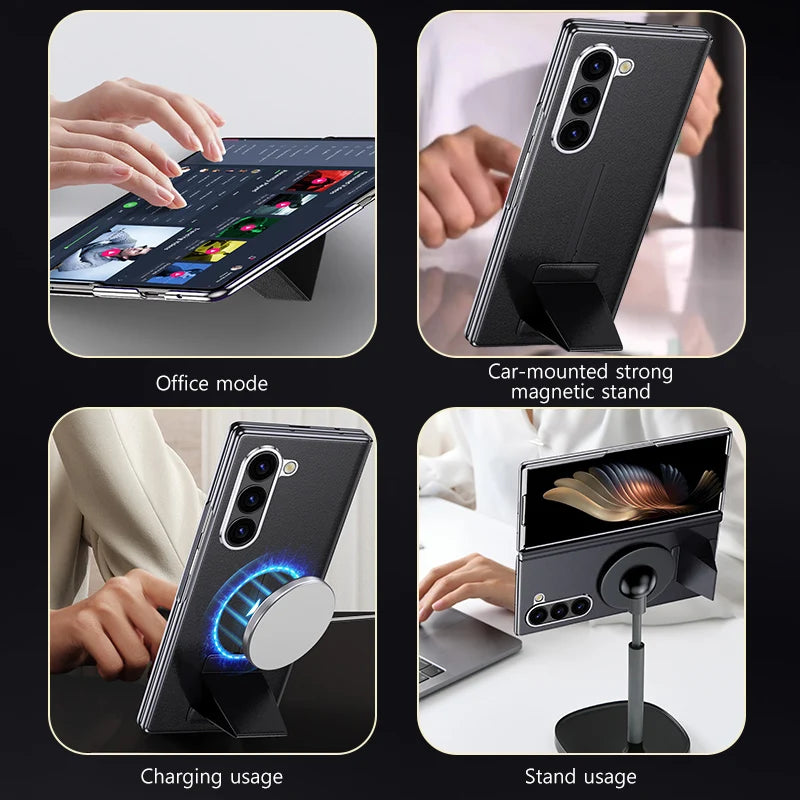 Magnetic Nappa Leather Stand Case for Samsung Galaxy Z Fold