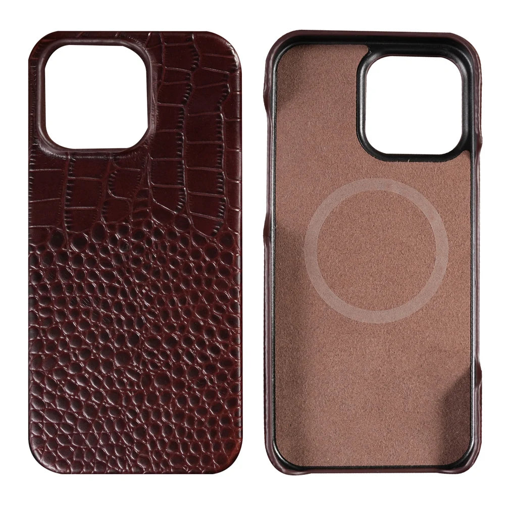 Luxury Crocodile Pattern Genuine Leather iPhone Case