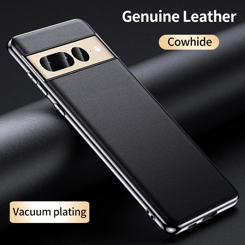 Luxury Plating Genuine Leather Google Pixel Case