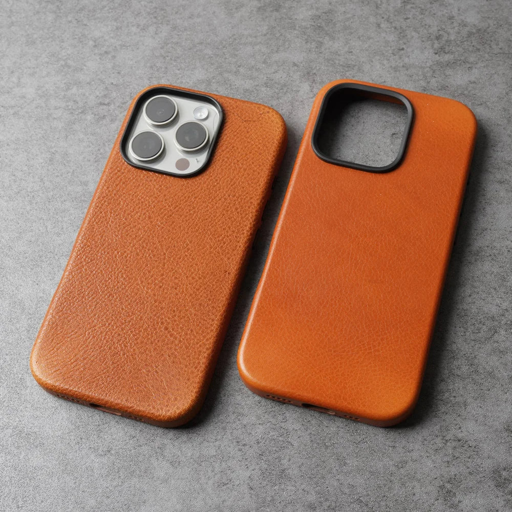 Premium Magnetic Tanned Cowhide Leather iPhone Case