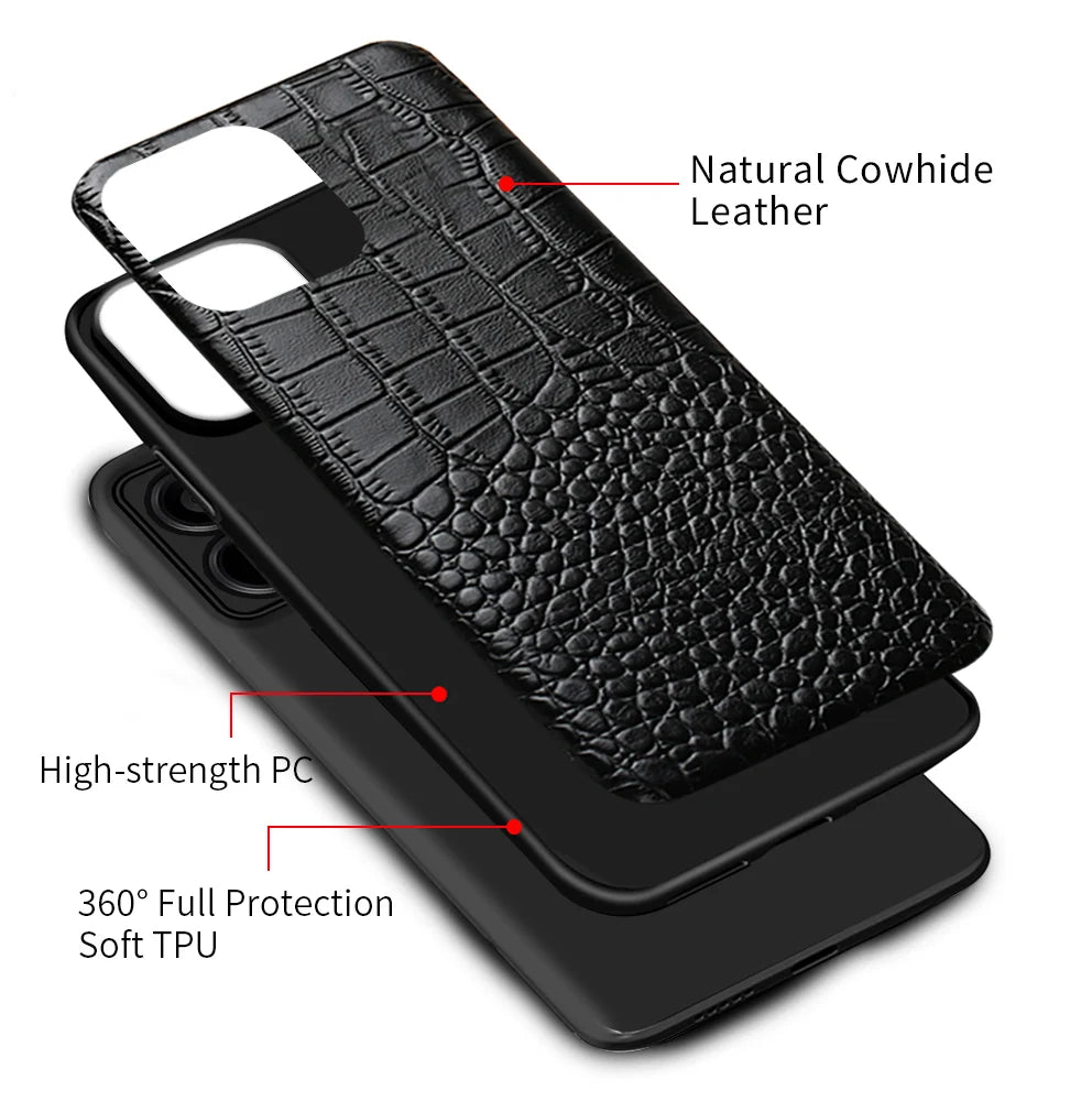 Luxury Crocodile Pattern Genuine Leather Phone Case for Xiaomi