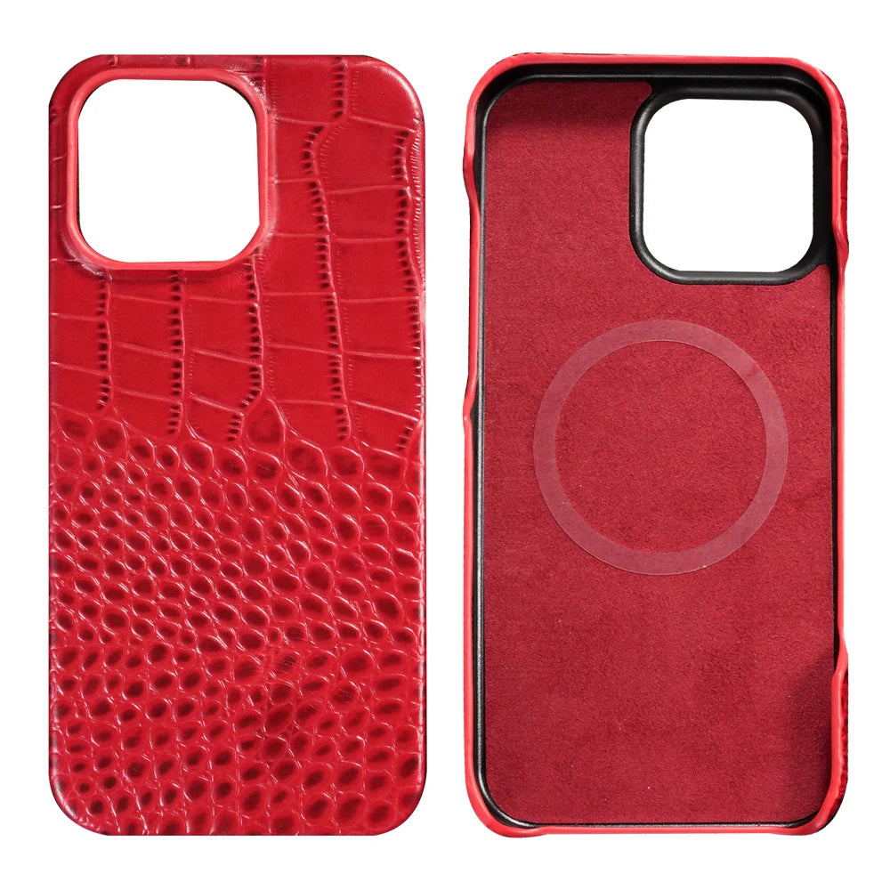 Luxury Crocodile Pattern Genuine Leather iPhone Case