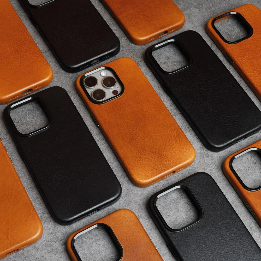 Premium Magnetic Tanned Cowhide Leather iPhone Case