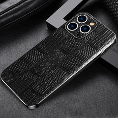 Luxury Plating Crocodile Pattern Genuine Leather iPhone Case