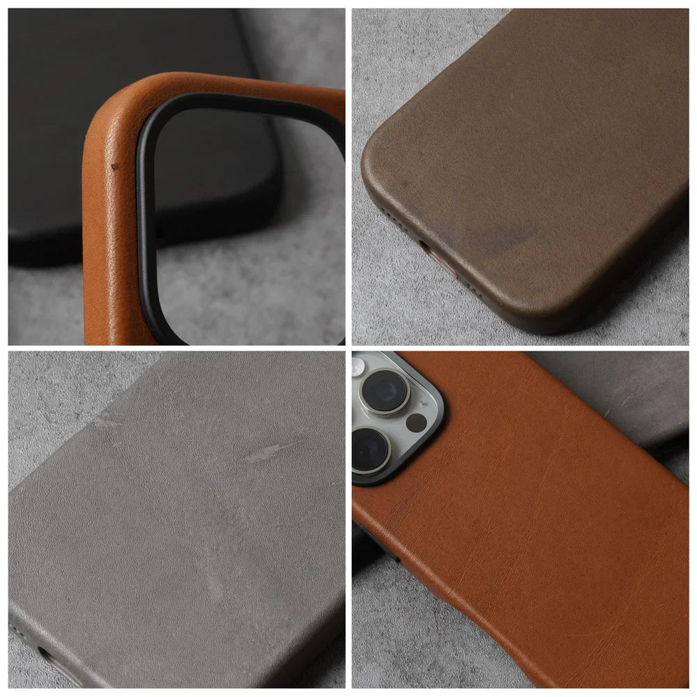 Scarred Horsehide Genuine Leather iPhone Case