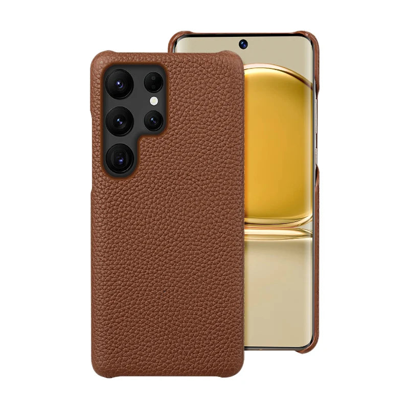 Luxury Natural Cowhide Lychee Leather Samsung Case