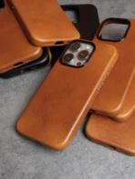 Magnetic Genuine Tanned Cowhide Leather iPhone Case - Image 11