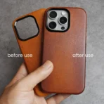 Magnetic Genuine Tanned Cowhide Leather iPhone Case - Image 6