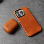 Magnetic Genuine Tanned Cowhide Leather iPhone Case
