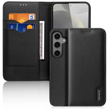 Leather Wallet Case for Samsung Galaxy S25+ | RFID Blocking, Flip Stand Cover Black S25+ by The Case Factory