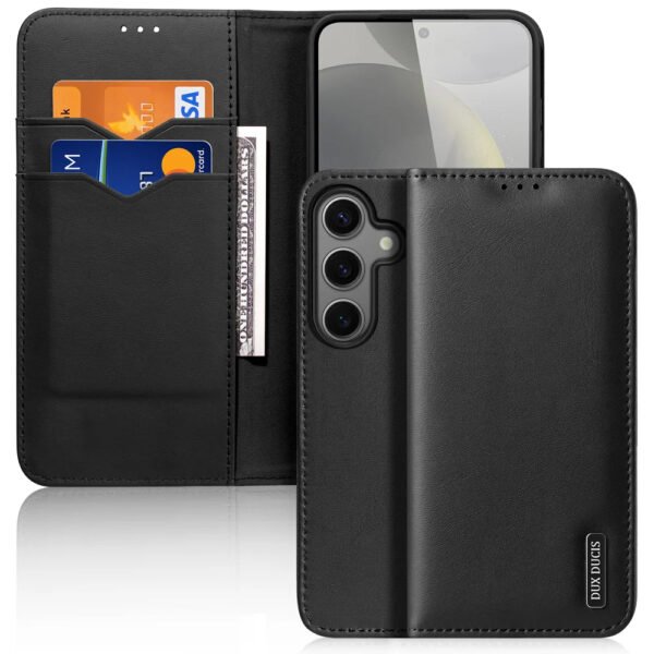 Leather Wallet Case for Samsung Galaxy S25+ | RFID Blocking, Flip Stand Cover Black S25+ by The Case Factory