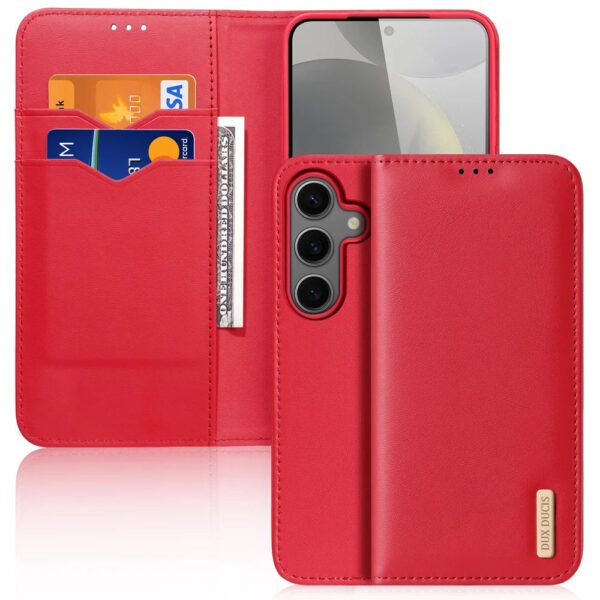 Leather Wallet Case for Samsung Galaxy S25+ | RFID Blocking, Flip Stand Cover Red S25+ by The Case Factory
