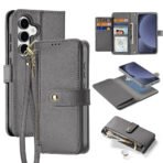 LAWA Detachable Magnetic Leather Wallet Case For Galaxy S25 Series Flip Cover Gray by The Case Factory