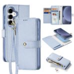 LAWA Detachable Magnetic Leather Wallet Case For Galaxy S25 Series Flip Cover Blue by The Case Factory