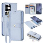 LAWA Detachable Magnetic Leather Wallet Case For Galaxy S25 Series Flip Cover Blue For S25 Ultra by The Case Factory