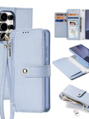 LAWA Detachable Magnetic Leather Wallet Case For Galaxy S25 Series Flip Cover Blue For S25 Ultra by The Case Factory