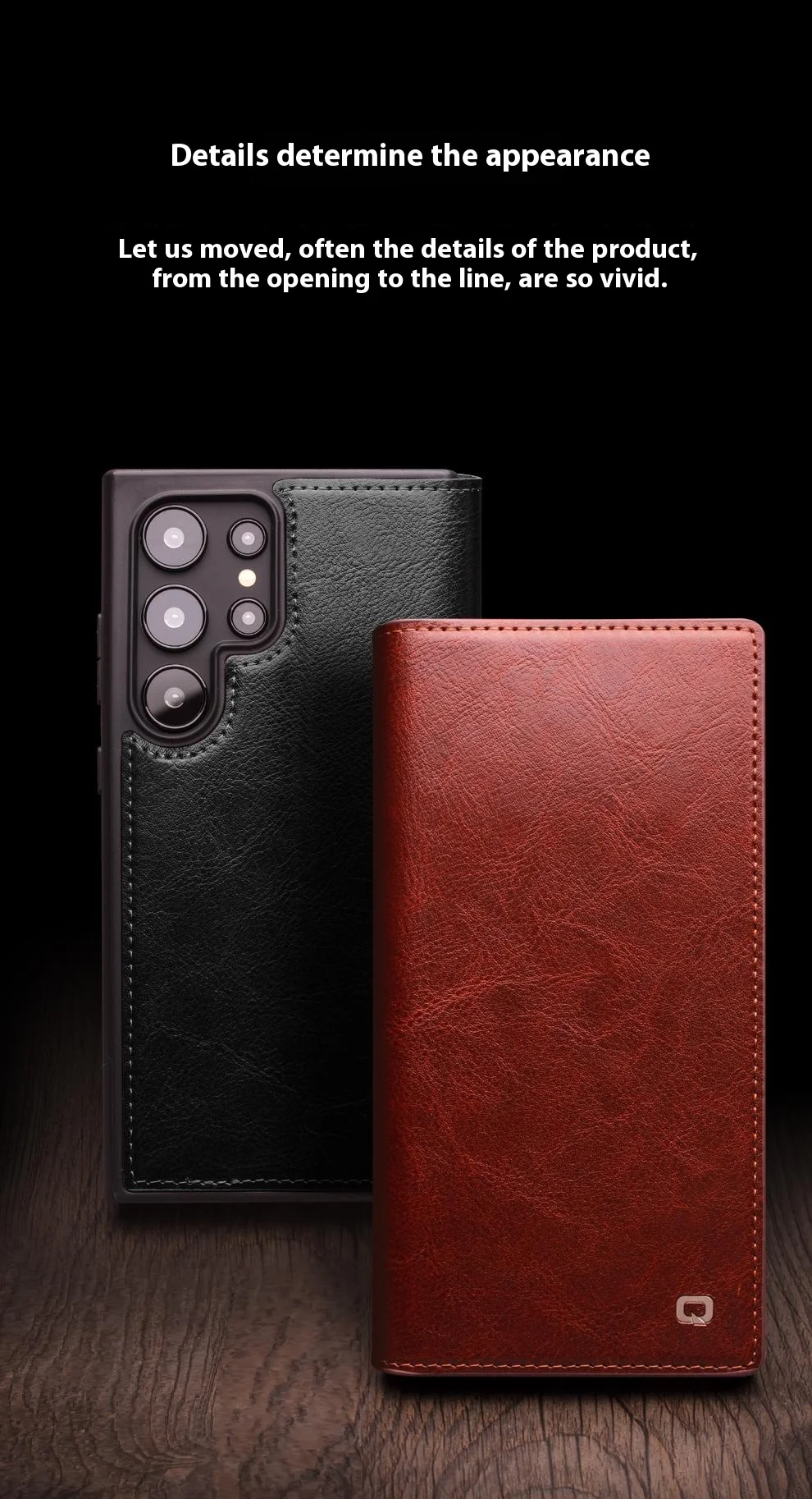 QIALINO For Samsung Galaxy S25 Ultra Case Wallet Flip Stand Phone Cover Genuine Cow Leather - Brown 3