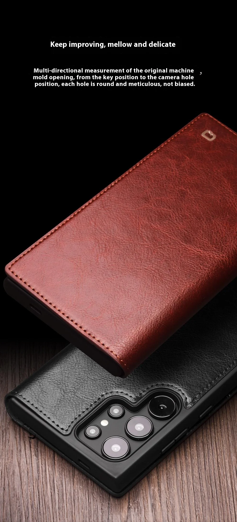 QIALINO For Samsung Galaxy S25 Case Wallet Flip Stand Phone Cover Genuine Cow Leather - Black 7
