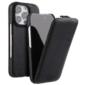 Melkco Bovine Leather Flip Case For iPhone Vertical Cover Black by The Case Factory