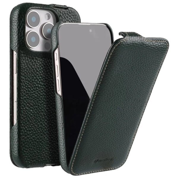Melkco Bovine Leather Flip Case For iPhone Vertical Cover Green by The Case Factory