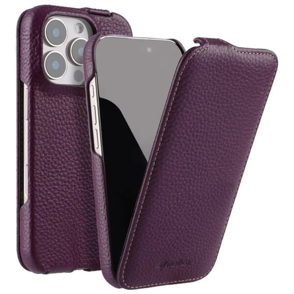 Melkco Bovine Leather Flip Case For iPhone Vertical Cover Purple by The Case Factory