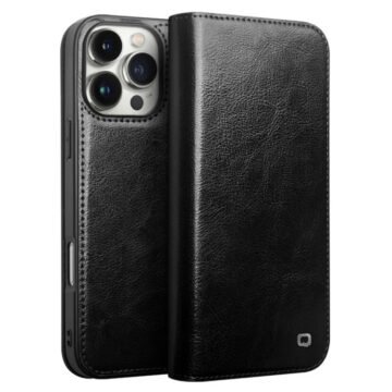Premium Cowhide Leather Wallet Flip iPhone Case Black by The Case Factory