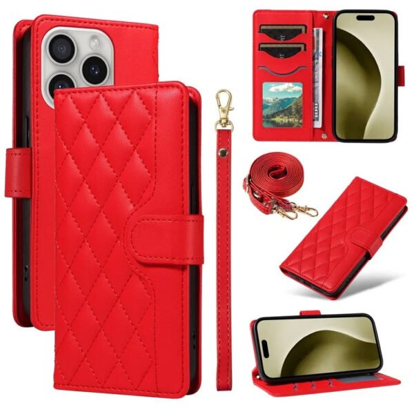 Crossbody Swappable Wrist Strap Leather Wallet iPhone Case Red by The Case Factory