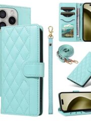 Crossbody Swappable Wrist Strap Leather Wallet iPhone Case Green by The Case Factory