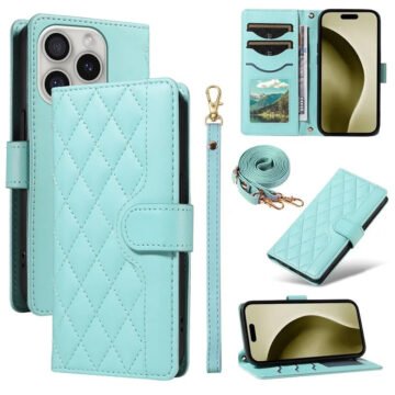 Crossbody Swappable Wrist Strap Leather Wallet iPhone Case Green by The Case Factory