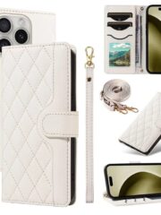Crossbody Swappable Wrist Strap Leather Wallet iPhone Case White by The Case Factory