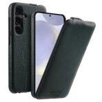 Melkco Bovine Leather Flip Case For Samsung Galaxy S22/S23/24/S25 Series Vertical Cover Dark Green by The Case Factory