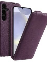 Melkco Bovine Leather Flip Case For Samsung Galaxy S22/S23/24/S25 Series Vertical Cover Purple by The Case Factory