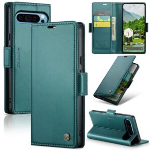RFID Blocking Card Holder Leather Flip Case For Google Pixel Green by The Case Factory