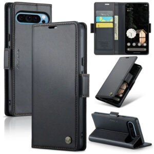 RFID Blocking Card Holder Leather Flip Case For Google Pixel Black by The Case Factory