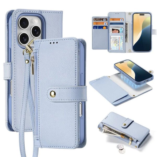 LAWA Detachable Magnetic Leather Wallet Case For iPhone Flip Cover Blue by The Case Factory