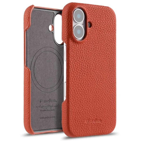 Melkco Bovine Cowhide Leather Case For iPhone 16 Series | MagSafe® Compatible Orange by The Case Factory