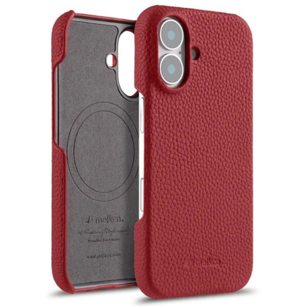Melkco Bovine Cowhide Leather Case For iPhone 16 Series | MagSafe® Compatible Red by The Case Factory