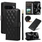 Shoulder & Wrist Strap Rhombus Leather Wallet Case For Google Pixel Black by The Case Factory