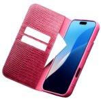 Premium Crocodile Pattern Cowhide Leather Wallet Flip iPhone Case (Pink) by The Case Factory
