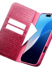 Premium Crocodile Pattern Cowhide Leather Wallet Flip iPhone Case (Pink) by The Case Factory