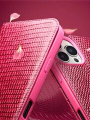 Premium Crocodile Pattern Cowhide Leather Wallet Flip iPhone Case (Pink) by The Case Factory