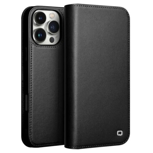 Premium Cowhide Leather Wallet Flip iPhone Case Matte Black by The Case Factory