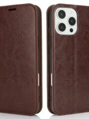 Crazy Horse Texture Leather Wallet iPhone Case Dark Brown by The Case Factory