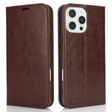 Crazy Horse Texture Leather Wallet iPhone Case Dark Brown by The Case Factory